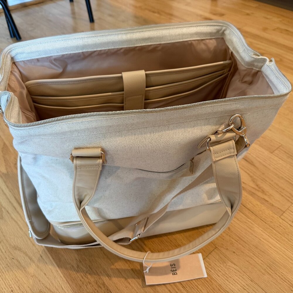 BÉIS - The Convertible Mini Weekender in Beige - NWT